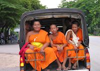 Young Monks travelling by Songtheaw, Chiang Mai Young Monks travelling by Songtheaw, Chiang Mai