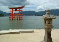 Lantern and floating tori gate, Miyajima Lantern and floating tori gate, Miyajima