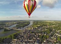 Hot air balloon over Loire Valley, France Hot air balloon over Loire Valley, France