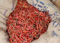 Dried chillies at a market stall Dried chillies at a market stall