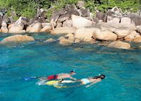Snorkelling around the rocks at La Reserve Snorkelling around the rocks at La Reserve