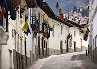 The cobbled streets of Quito's Old Town The cobbled streets of Quito's Old Town