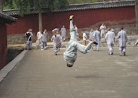 Young monks practising their moves, Shaolin Young monks practising their moves, Shaolin