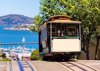 A cable car in San Francisco A cable car in San Francisco