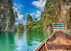 Longtail boat on Cheow Lan Lake, Khao Sok National Park