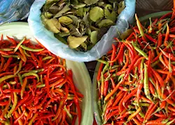 Chillis and kaffir lime leaves are essential ingredients in Thai cuisine