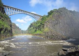 Victoria Falls bridge from the 'Boiling Pot'