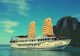 Indochina Sails anchored on Halong Bay