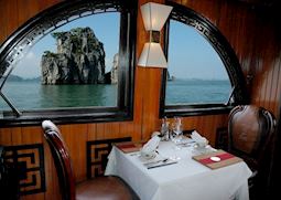 Dining with a view on board the L'Amour Junk