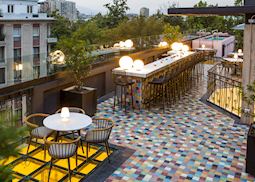 Rooftop bar, terrace and pool