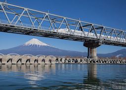 'Shinkansen' bullet train and Mount Fuji
