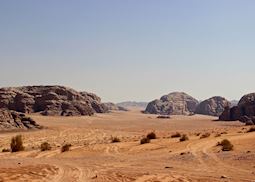 Tracks in the sand at Wadi Rum