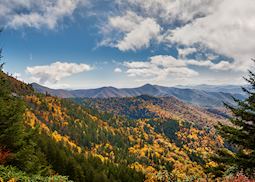 An autumn storm flows over Blue Ridge Parkway