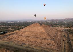 Hot air ballooning over Teotihuacan