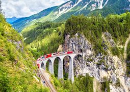 Glacier Express train on the Landwasser Viaduct