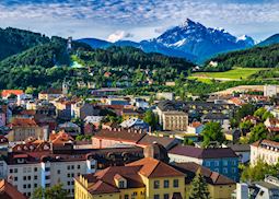 A view of Innsbruck and the Bergisel ski jump in the background