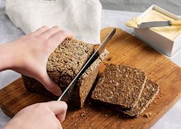 Slicing rye bread