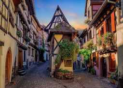 Colorful half-timbered houses in Alsace