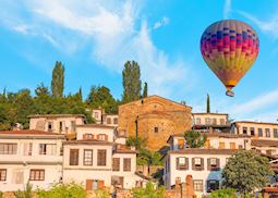 Hot air balloon over Şirince