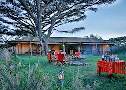 Outdoor seating and campfire, Lemala Ngorongoro Camp