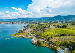 Aerial view of Lake Toba, Sumatra