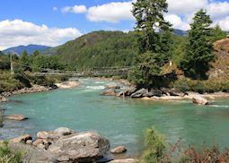 River and mountains on the outskirts of Jakar