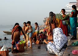 Worshippers having a bath at the Ganges, Varanasi