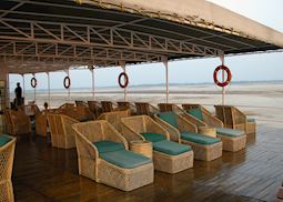 The deck of the R V Charaidew cruise boat