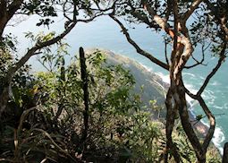 Climbing Sugarloaf Mountain, with views to Guanabara Bay, Rio de Janeiro