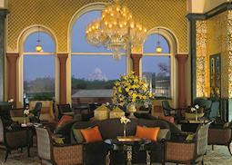 View of the Taj Mahal from the lounge at Amarvilas, Agra