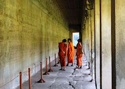 Young monks studying the bas relief, Angkor Wat