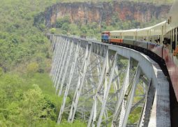 Train journey from Nuang Cho to Kyaukme over the Goteik Viaduct, Burma (Myanmar)