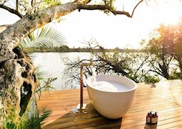 Outdoor bath in the luxury tent at Ila Safari Lodge, Kafue