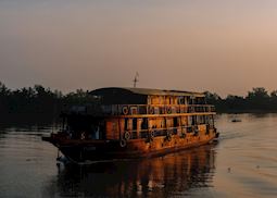 Bassac Boat on Mekong Delta at dawn
