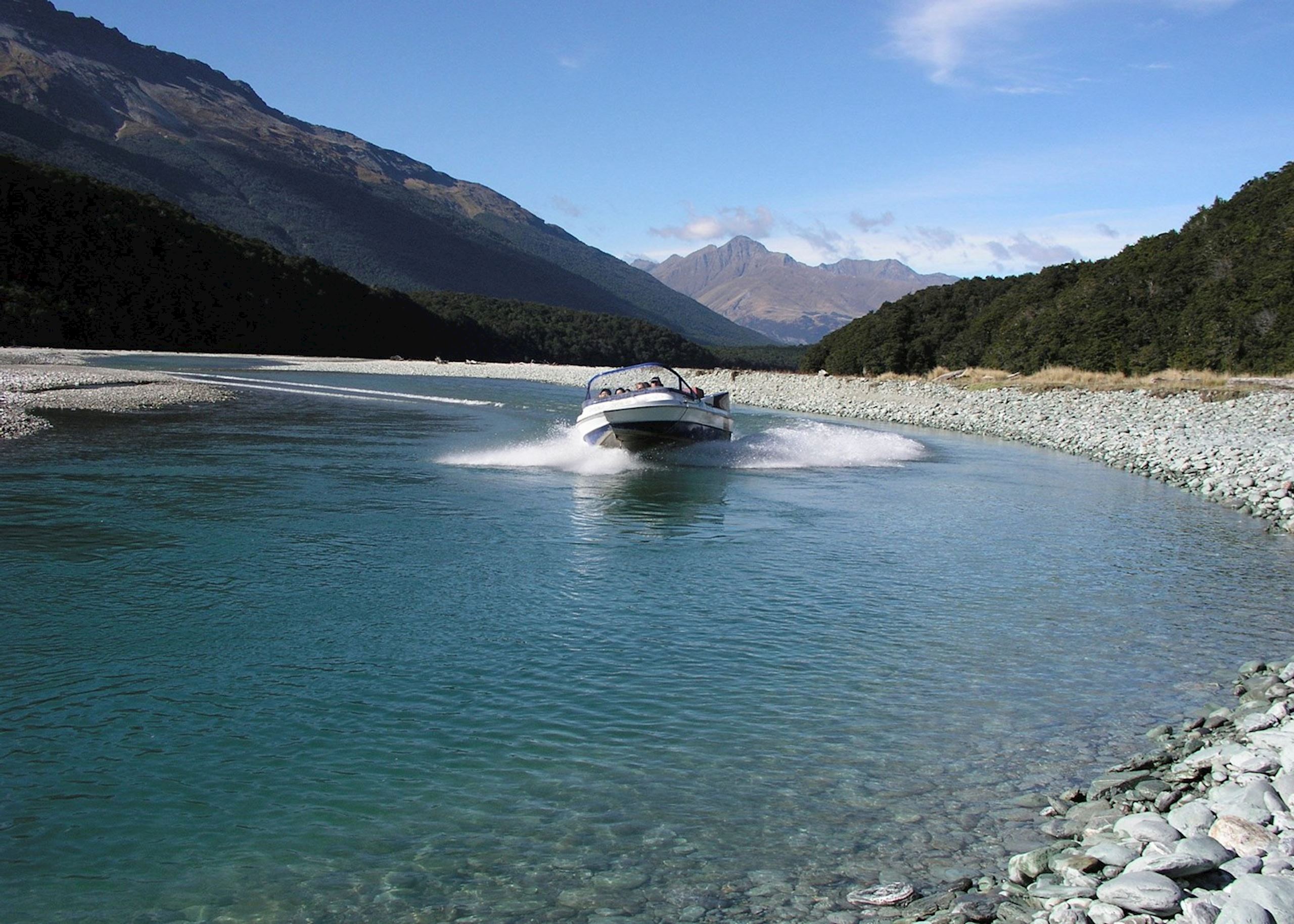 Jet boat on the Dart River Jet boat on the Dart River