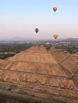 Hot air ballooning over Teotihuacan