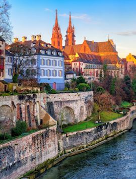 Basel old town, the Rhine and Munster cathedral
