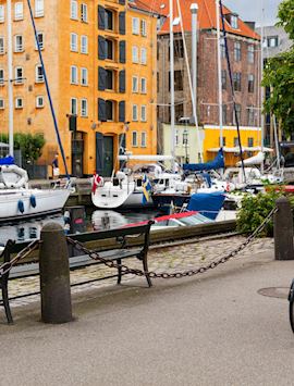 Biker passing Copenhagen canal