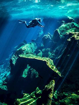 Diver in Mexico's Yucatan Peninsula