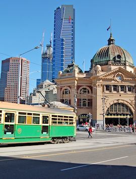 Tram at Flinders Street Station, Melbourne