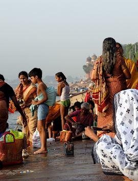 Worshippers having a bath at the Ganges, Varanasi