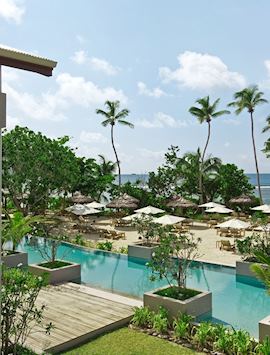 Kempinski Mahe swimming pool area
