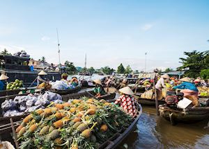 Floating market in the Mekong Delta, Vietnam Floating market in the Mekong Delta, Vietnam