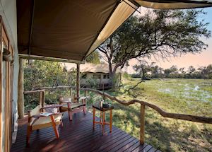 Lagoon views from your private deck at Khwai Tented Camp Lagoon views from your private deck at Khwai Tented Camp