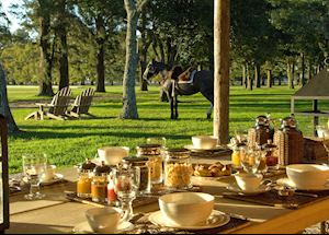 Breakfast outside at Estancia La Bamba