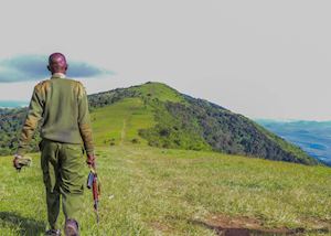 Walking the sloping Ngong Hills with a Kenya Park Ranger 