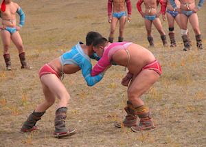 Wrestlers at the Naadam Festival