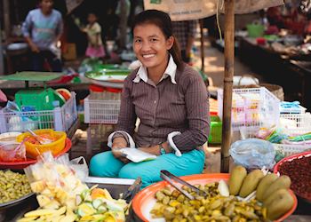 A market vendor in Siem Reap
