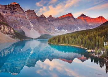 Sunrise on Moraine Lake, Alberta
