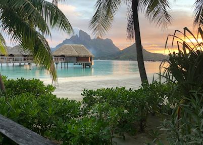 Overwater bungalows at Four Seasons Resort Bora Bora 